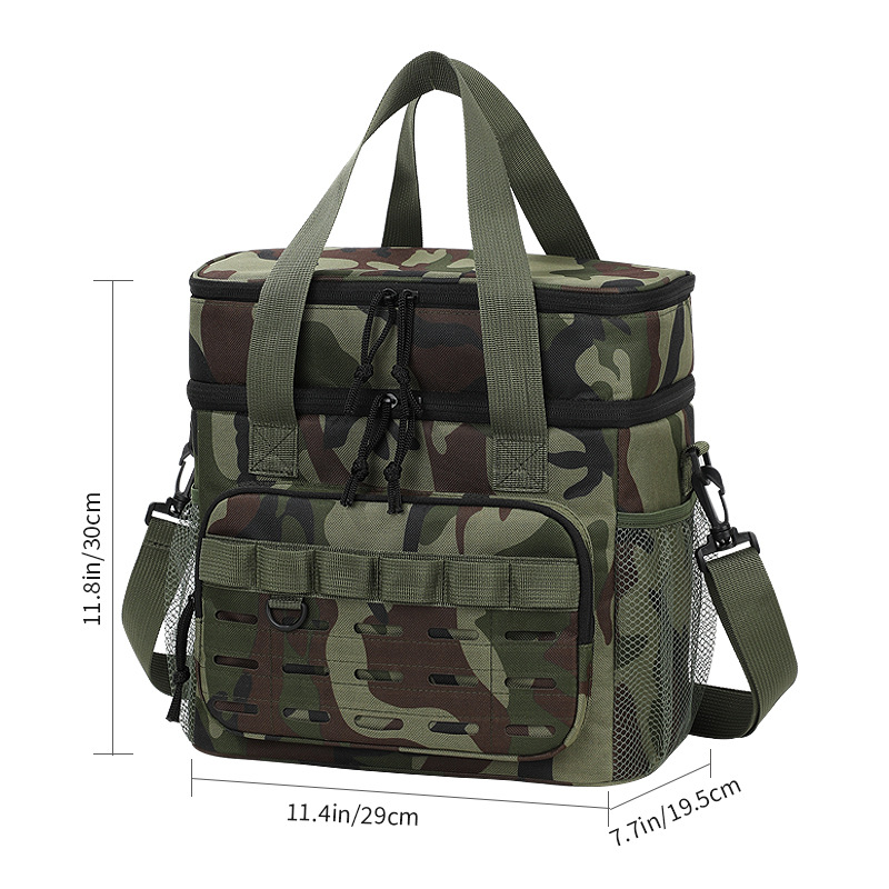 Bolsa de picnic de doble capa camuflada transfronteriza bolsa de aislamiento térmico portátil bolsa de comidas de camping de gran capacidad bolsa de hielo al aire libre bolsa de almuerzo