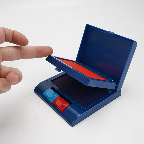 Wholesale 1028 Semi-automatic Red and Blue Double Color Fast-Drying Ink Pad Financial Office Fingerprint Seal Ink Inkstick Ink Pad Sealing