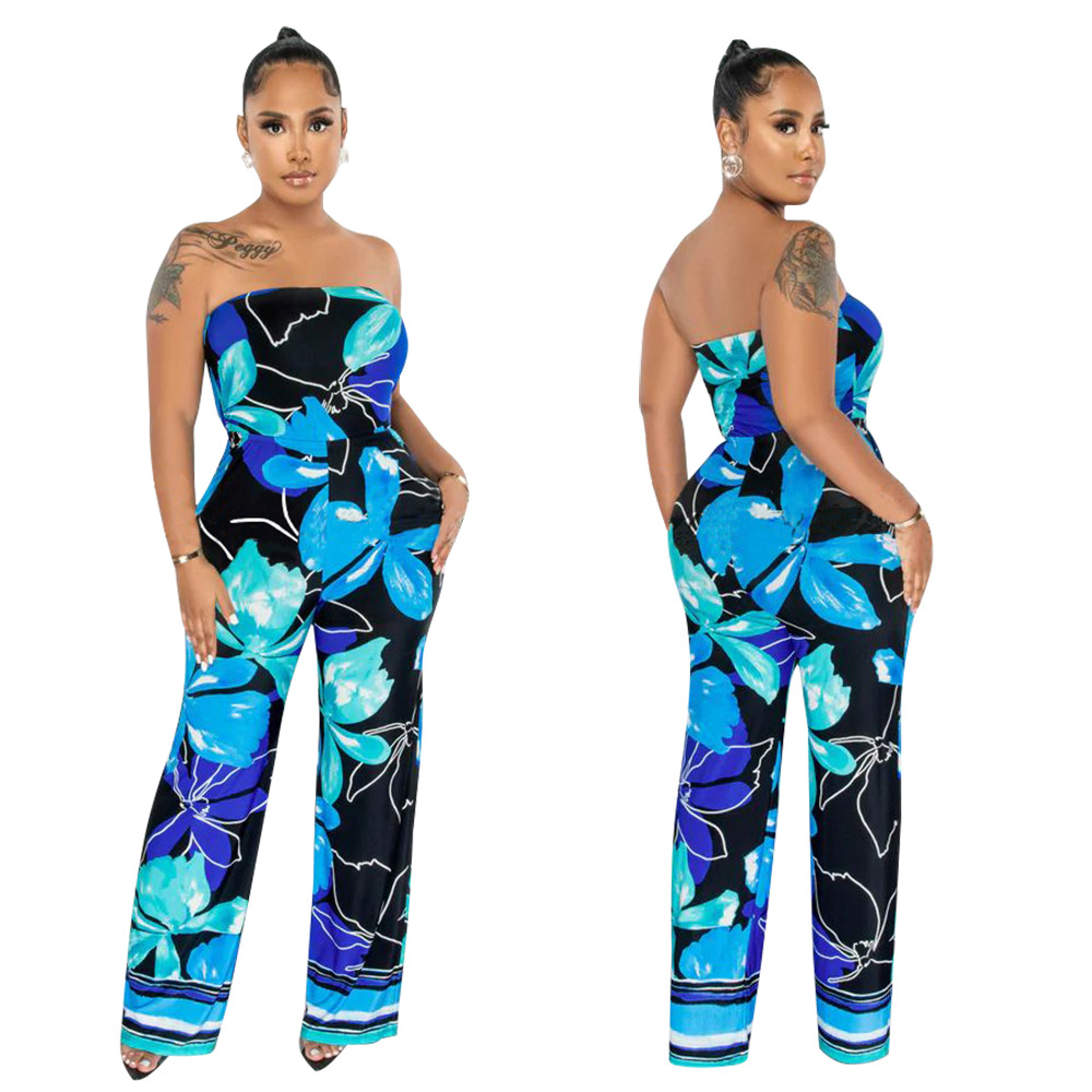 Summer Season Women'S Gender Printing, Pocket Design Streetwear Style Women'S Daily Streetwear Flower Full Length Printing Pocket