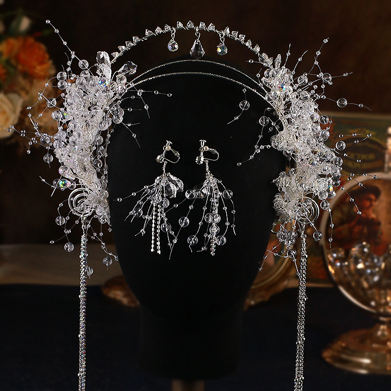 2023新款新娘头饰韩式仙美蕾丝发箍圣女冠婚礼造型主婚纱发饰头箍