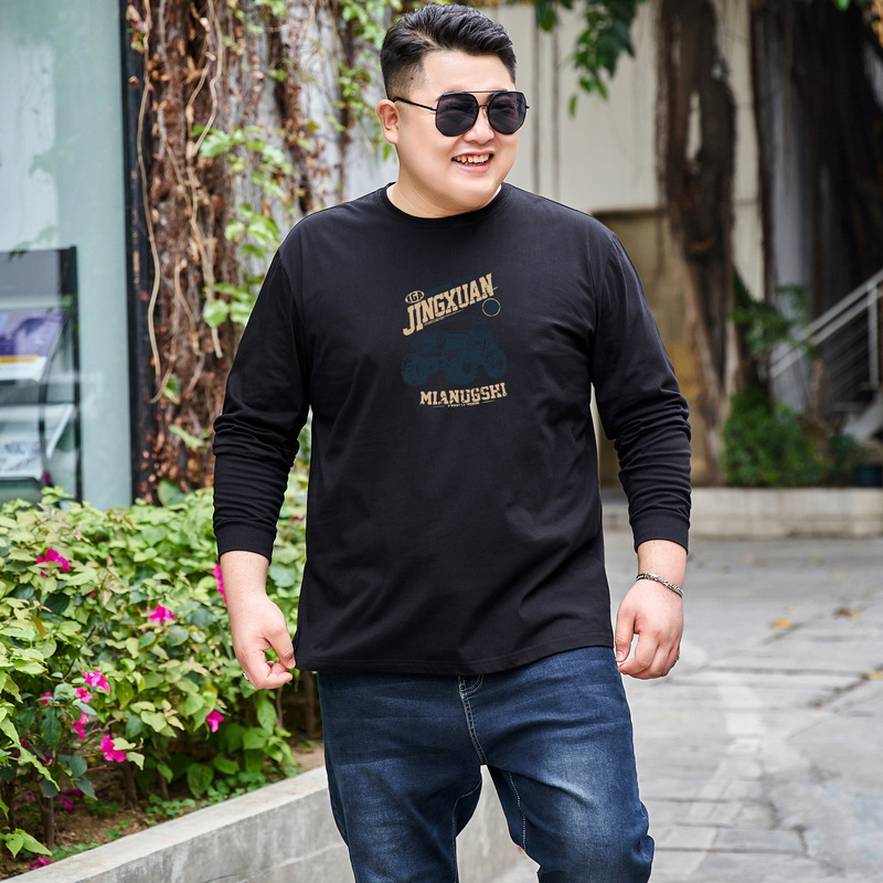 2025 New Spring and Autum Large Size Fat Men's Long-Sleeved T-Shirt Sports Casual Round Neck Pullover Top Bottoming Shirt Trendy 2025 New Spring and Autum Large Size Fat Men's Long-Sleeved T-Shirt Sports Casual Round Neck Pullover Top Bottoming Shirt Trendy