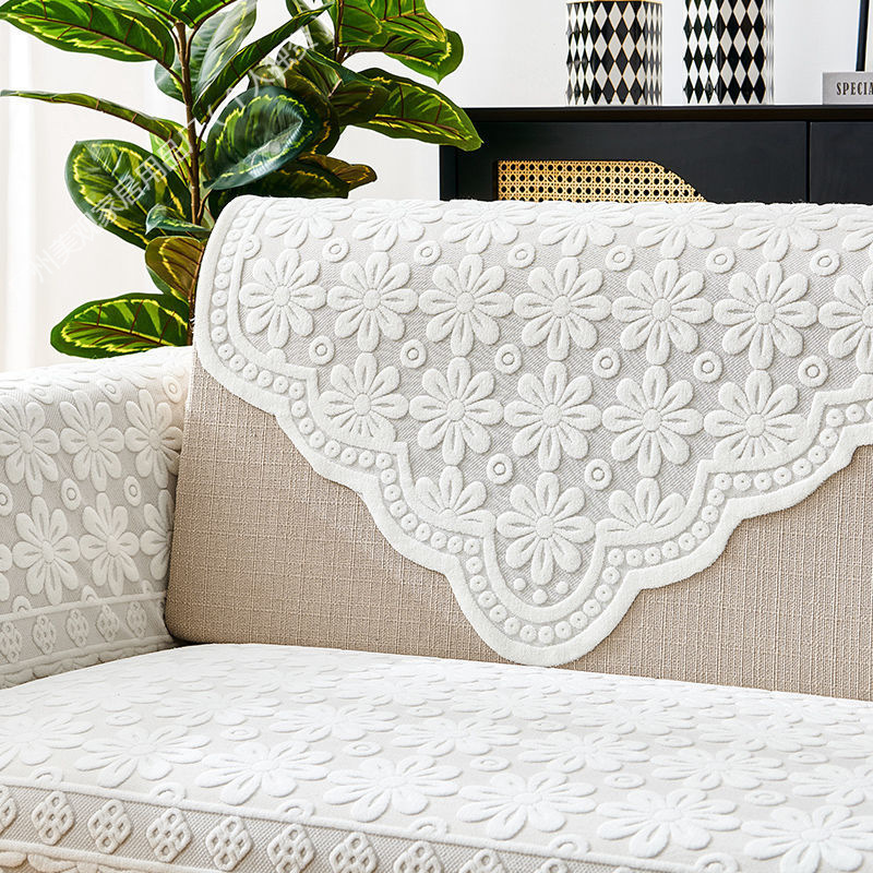 加厚蕾丝沙发巾后背巾扶手巾三角靠背巾四季通用老式针织沙发盖巾