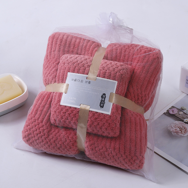 Wine red / Jixiang plaid bath towel (70*140) + towel (35*75)