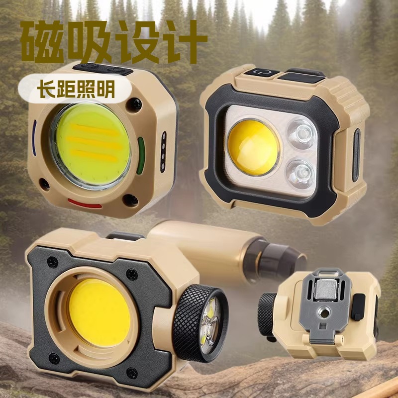 Cross-Border New Multi-Functional Cob Floodlight Headlamp, Outdoor Camping Emergency Maintenance Magnetic Led Bracket Work Light