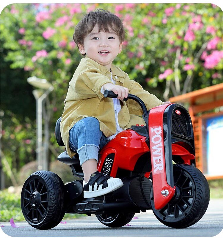 Children's electric motorcycle tricycle for boys and girls, battery-powered toy car, child ride-on vehicle with remote control