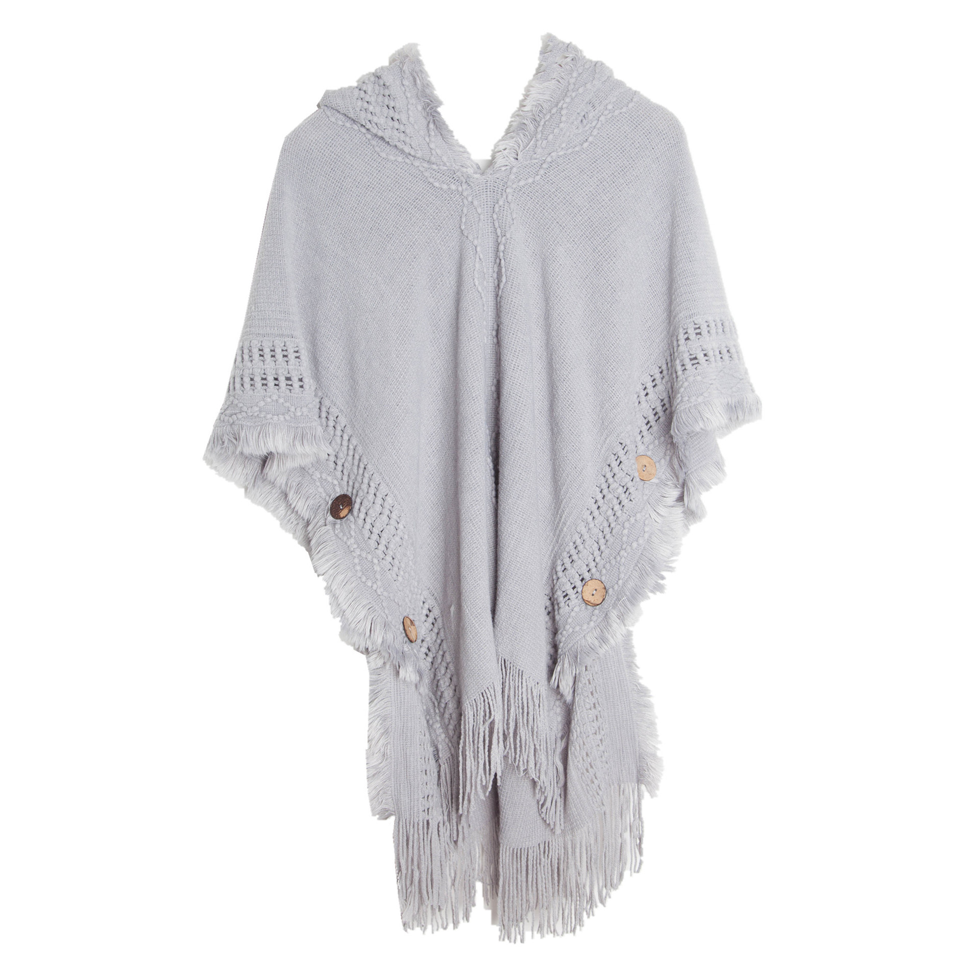 Unisex Cape Spring and winter plus-size knit button-hooded cape cape_voghion.com