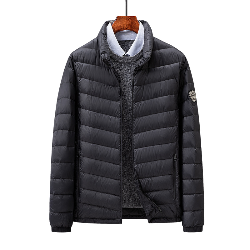 90% pato blanco abajo chaqueta soporte collar nuevo estilo moda delgada manga larga chaqueta con forro logo se puede imprimir