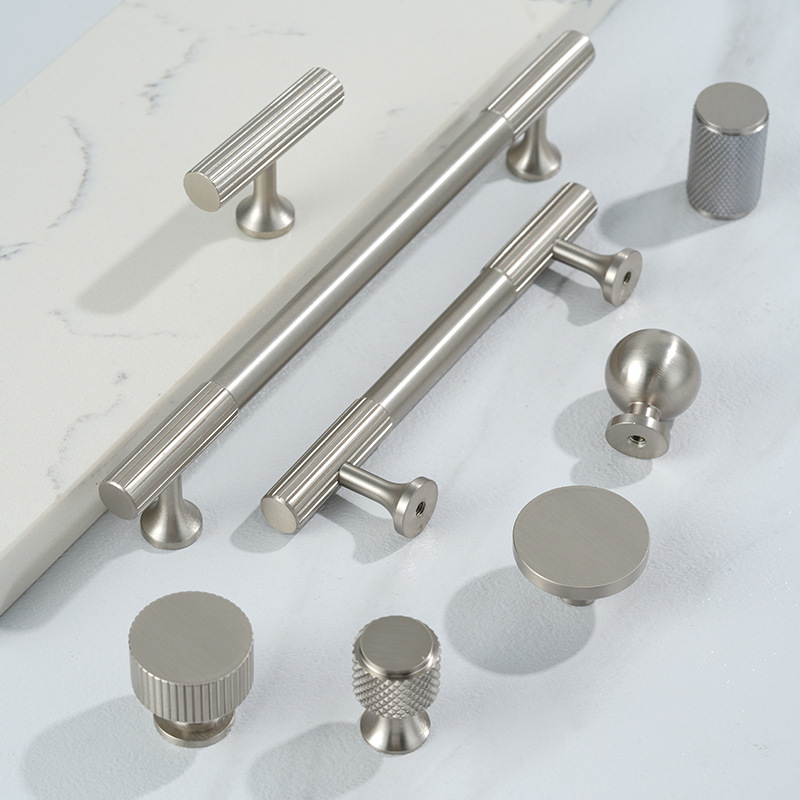 法式純黃銅實心銀色鎳拉絲隱形暗裝家具五金衣鞋廚抽屜櫃門拉把手