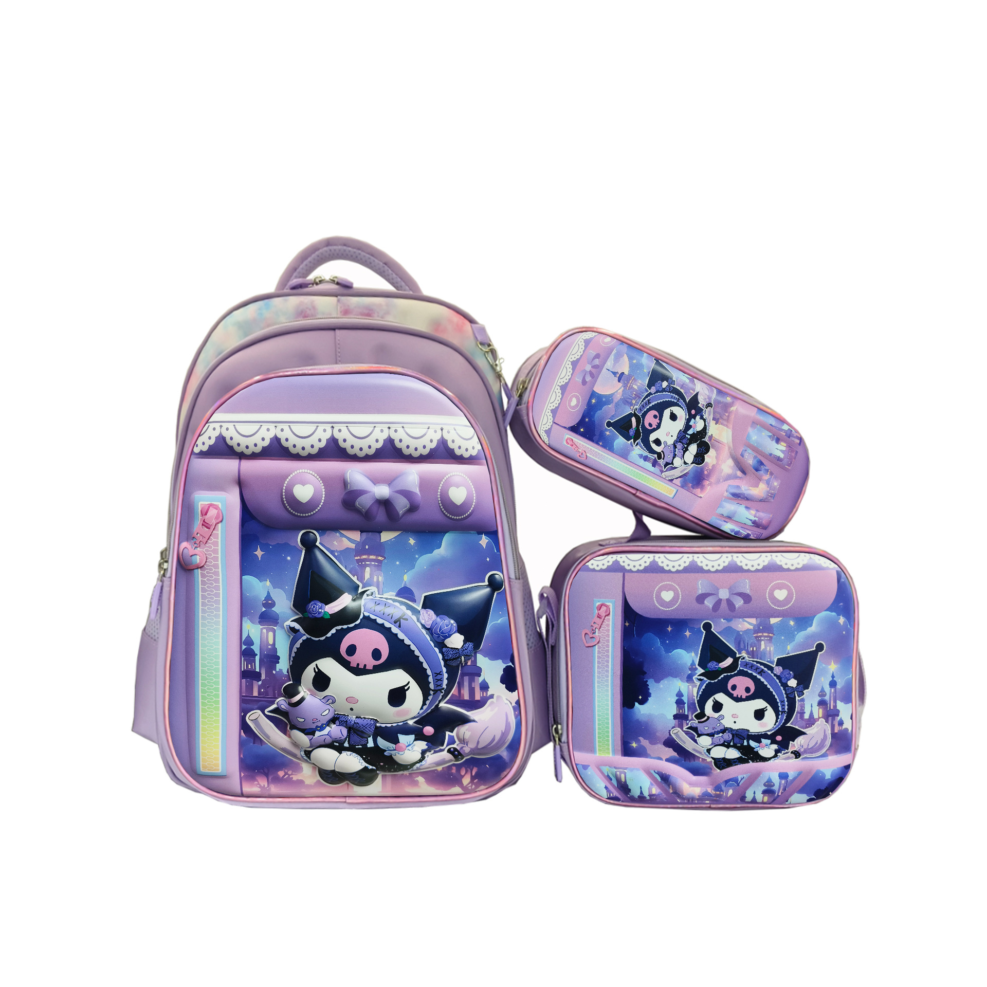 Los estudiantes de la escuela primaria de stock de fábrica pueden empacar mochilas escolares trolley, bolsas de almuerzo, bolsas de lápices, mochilas de dibujos animados lindos para niños de tres piezas