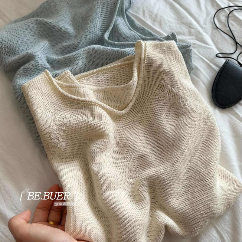 Seamless One-Piece Japanese Paper Yarn Short-Sleeved Korean-Style Knitwear for Women, Summer Thin Style, Loose Fit, Slimming, Suitable for Commuting Seamless One-Piece Japanese Paper Yarn Short-Sleeved Korean-Style Knitwear for Women, Summer Thin Style, Loose Fit, Slimming, Suitable for Commuting