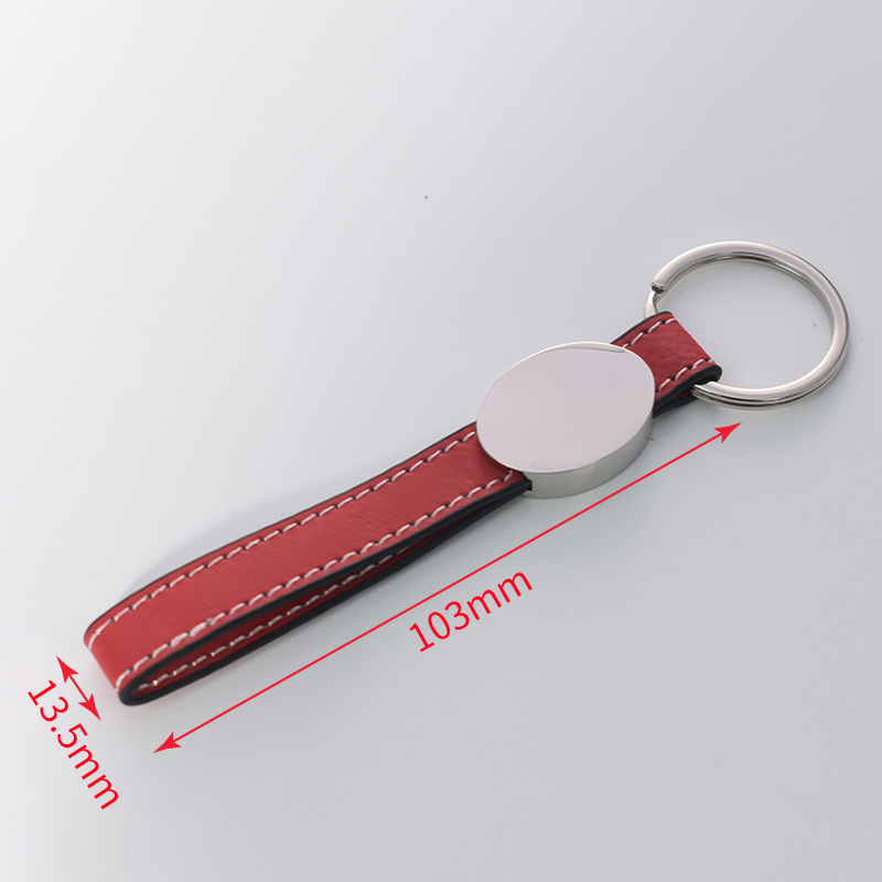 Transfronterizos en blanco spot embrión láser de cuero llavero de metal cuero colgante de automóvil personalizado regalos de negocios de alta calidad