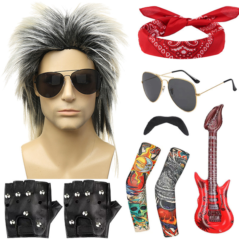 Aliexpress Hot-Selling 80S Cos Rock Wig Performance Props Punk Hip-Hop Trendy Disco Outfit