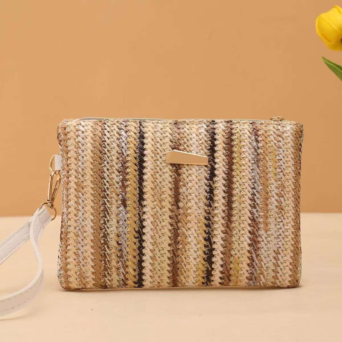 Bolsas de trenzado arco iris de moda transfronteriza para mujeres 2025 nuevo bolso de mano bolso de cambio pequeño bolso fresco bolso de mujer