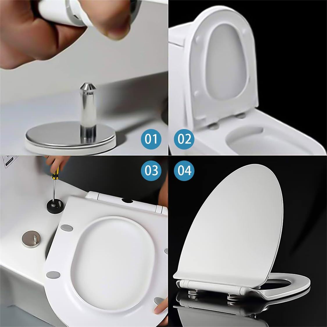 Toilet seat cover accessories, screw toilet seat cover, QQ foot installation, stainless steel cover, PP plastic cover are selling well across borders Specification drawing