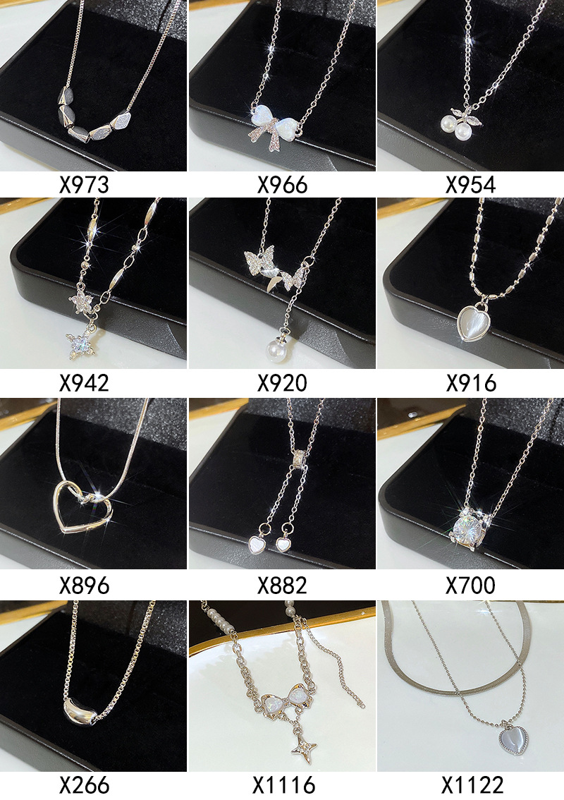 Simple Style Heart Shape Flower Bow Knot Titanium Steel Copper Plating Inlay Artificial Gemstones Pendant Necklace display picture 5