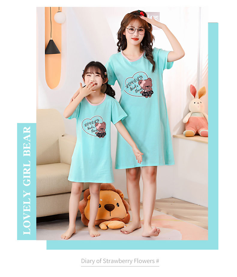 Sleepwear & Robes cheap Summer Girls Nightgown Pajamas Kids Short Sleeved Nightdress Cute 100 Cotton Child Baby Sleeping Dress for Girl 8 10 12 14 Years baby girl nightgowns