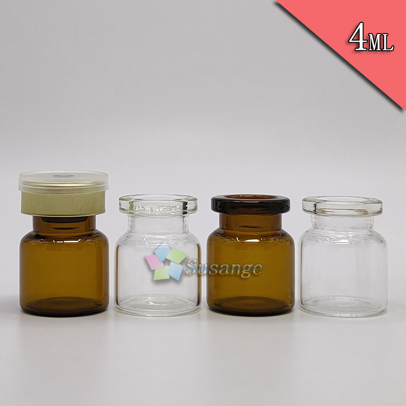 现货管制小玻璃瓶 4ml透明西林瓶 棕色精华原液瓶 针剂安瓶 22*27