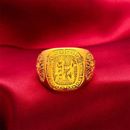 New Fufacai men's gold-plated 24k blessing ring Vietnamese sand gold opening adjustable live mouth imitation gold ring