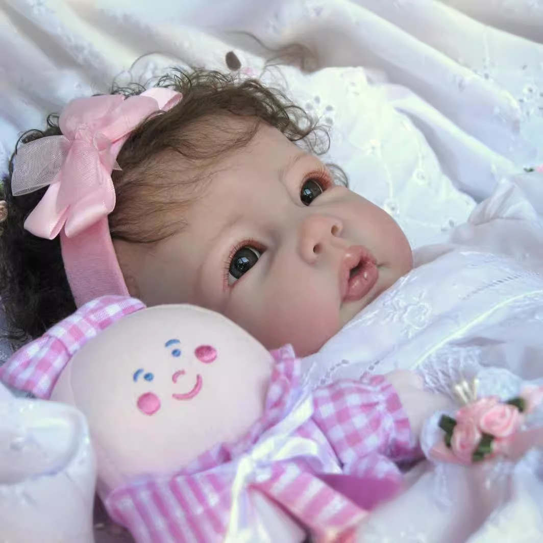 Muñeca Reborn de Simulación 20 Pulgadas Algodón PP Piel Pintada 3D Pelo Implantado para Niños