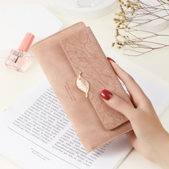Ladies Long Wallet 2021 New Wholesale Korean Style PU Leather Retro Leaf Clasp Large Capacity Women's Handbag