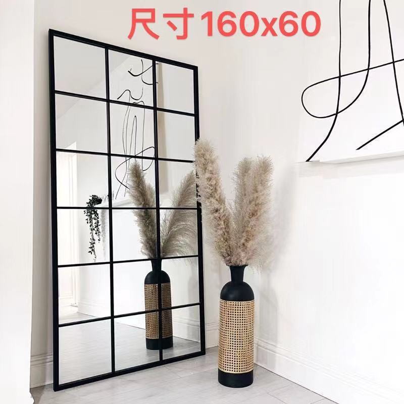 Nórdico moderno cuadrado simple espejo de cuerpo completo pared muebles interiores espejo de vestir de cuerpo completo decoración de entrada retro