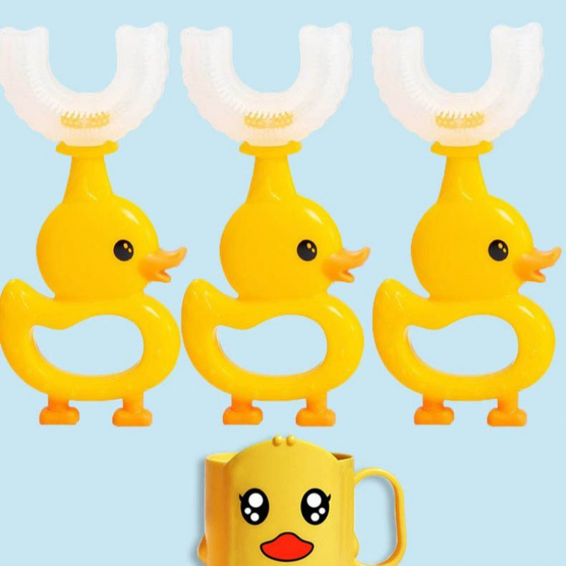 & ベビーソフト毛乳歯ブラシ 0-3 シリコーンマニュアルかわいい子供用歯ブラシ幼児 1-3 歳 U 字型歯ブラシ|undefined