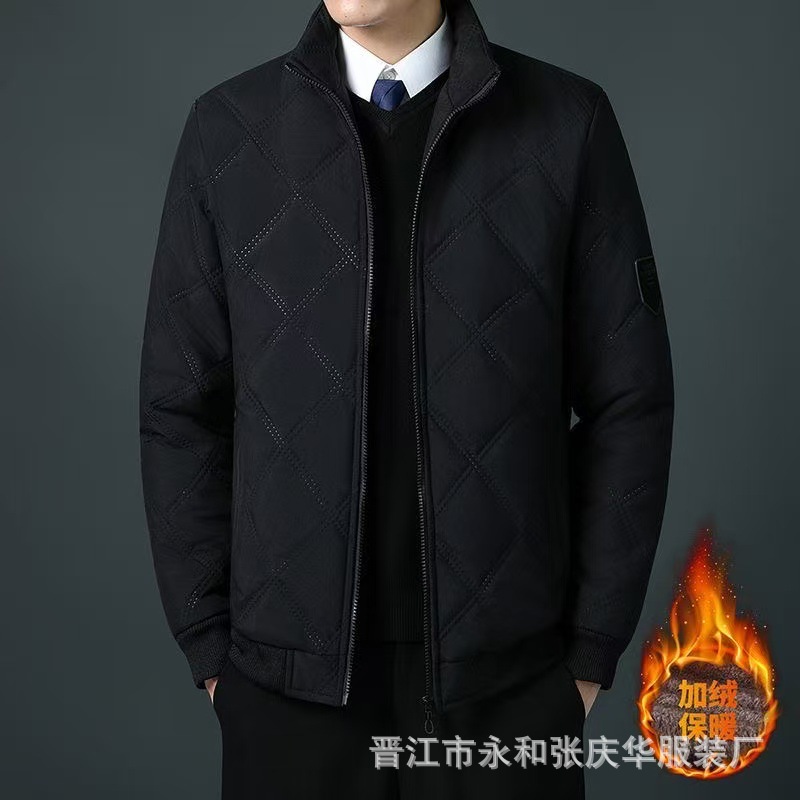 Chaqueta casual de algodón para hombre, modelo 2025, cuello alto, con forro polar y algodón grueso, fabricante de ropa, venta al por mayor, dropshipping