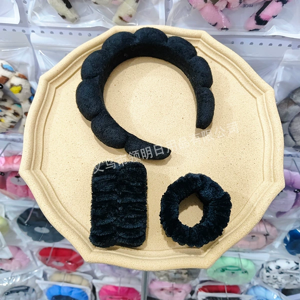 Set, black headband, 3 piece set