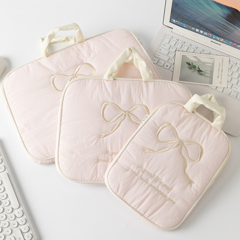 Wholesale Korean Cute Embroidered Bow iPad Tablet 11/13/15inch Portable Laptop Storage Bag