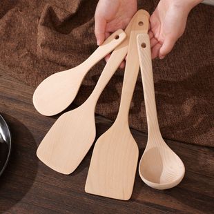He Shi Beech Wooden Pot Shovel Soup Spoon kitchen utensils Kitchenware Stir-frying Shovel Cooking Wooden Shovel