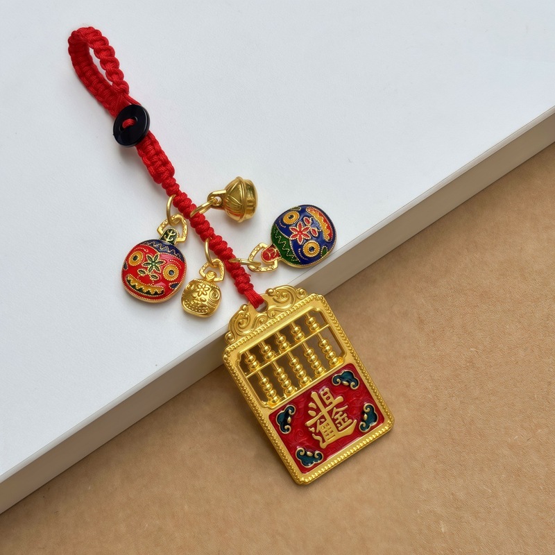 滴油日进斗金算盘钥匙扣吞金兽一家三口挂件招财纳福挂饰车挂|undefined