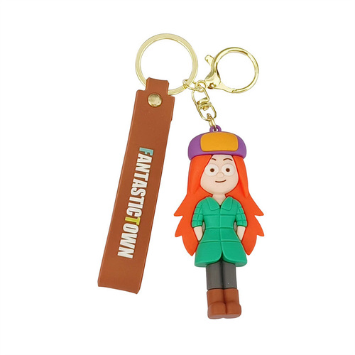 Creative Cartoon Figurine Keychain for New Cross-Border Strange Town, Cute Schoolbag Key Holder, Gift for Wholesale
