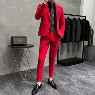 Groomsmen and Groom Wedding Suits Slim Fit Men's Fashion Casual Trendy Handsome Street Professional Suit Set