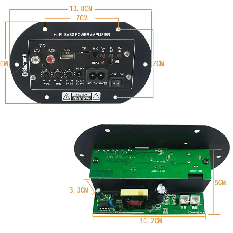Subwoofer de coche de 6 pulgadas Bluetooth amplificador de potencia coche 12/24V hogar 220 V 30W