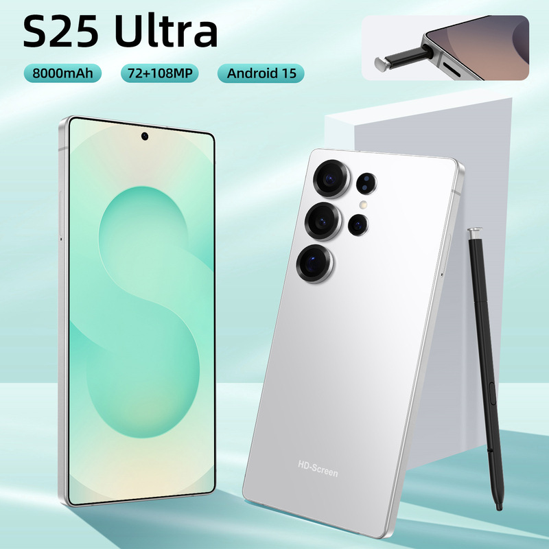 S25 Ultra Cross-Border 5g Smartphone with Built-In Pen, Large Screen, Android 15, New Hot-Selling Model for Foreign Trade