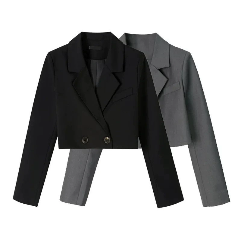 Осенний дизайн короткого классического костюма-жакета для отдыха, slim fit, тренд сезона, высокая талия