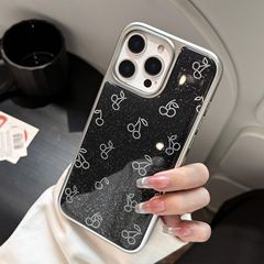 グリッターポイントチェリー Apple iPhone15/16pro 携帯電話ケース 14 ドロップ接着剤 13 ハイドロゲル 12 ガール 11