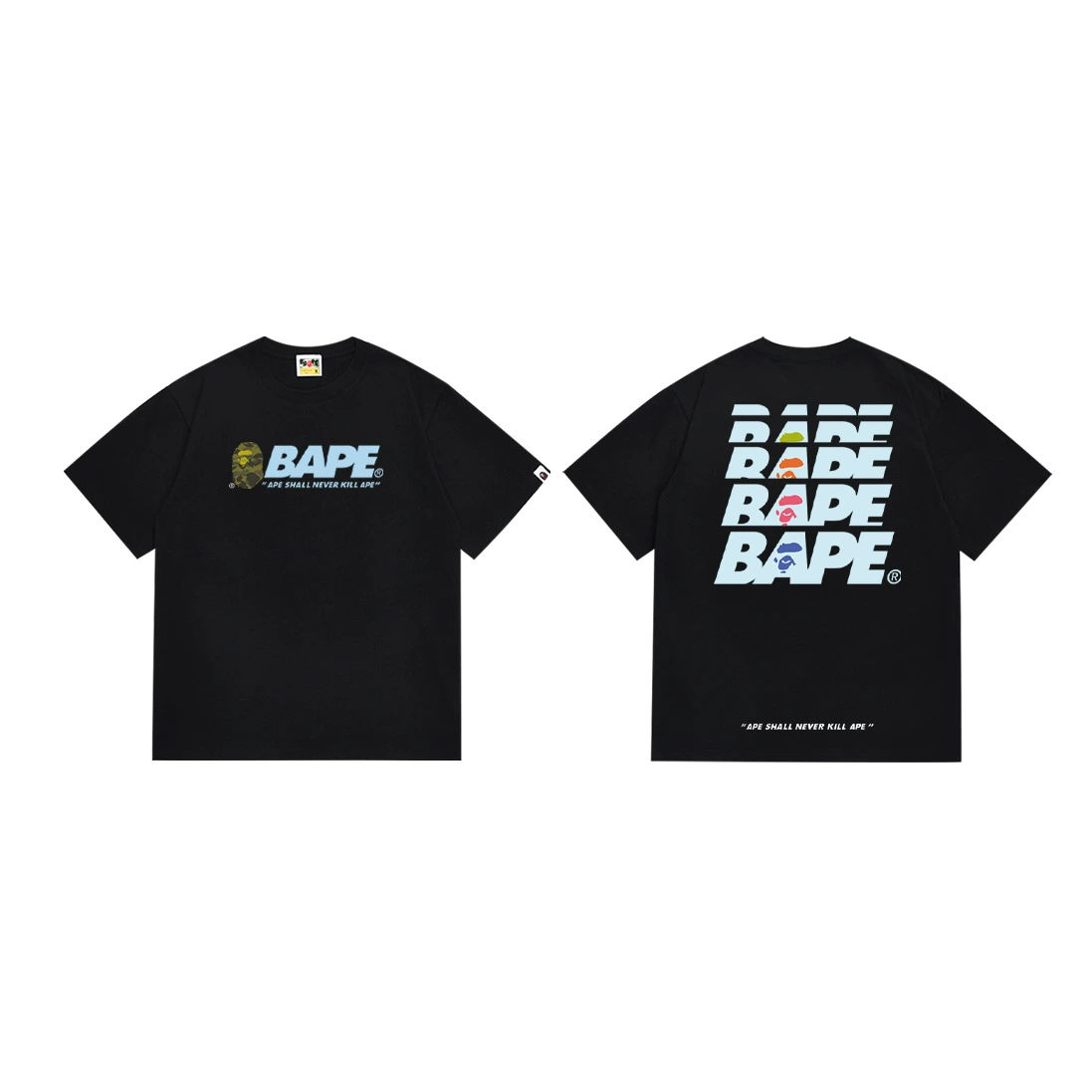 Короткая футболка повседневная с коротким рукавом (BAPE) двойной пряжи унисекс, разноцветная и размеры S–XXL
