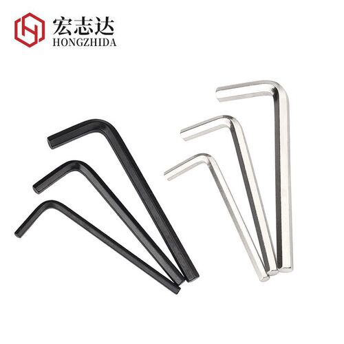 Nickel-plated hexagonal wrench, flat head, hexagonal screwdriver, L-shaped handle, black square hexagonal edge, M1.27M3M4M5M6