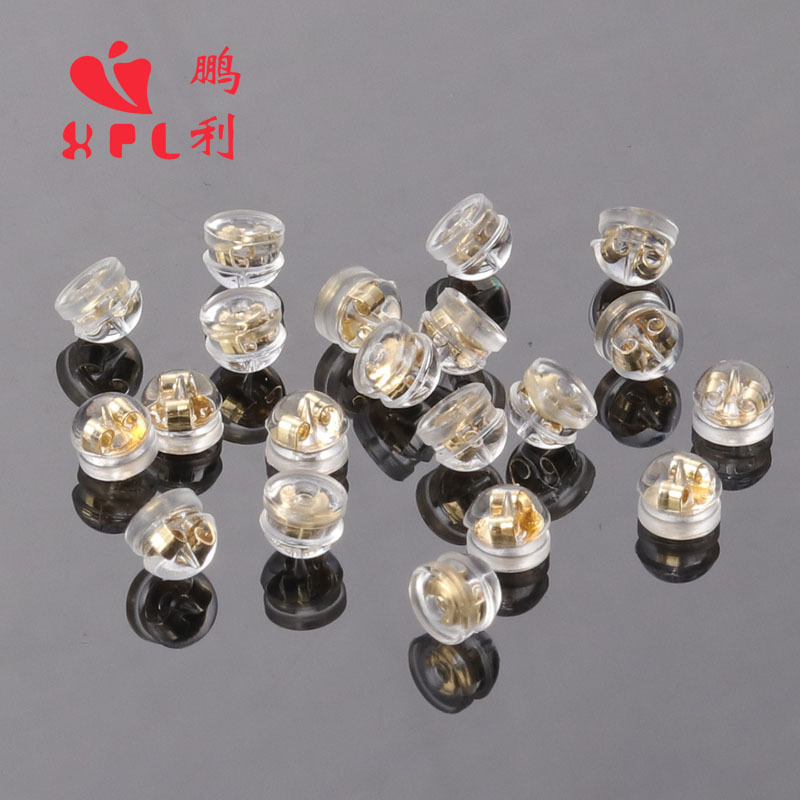 液体シリコンバッグ金diy耳飾りアクセサリー18k真金透明ハンバーグ耳栓イヤリング真珠ピアス後栓