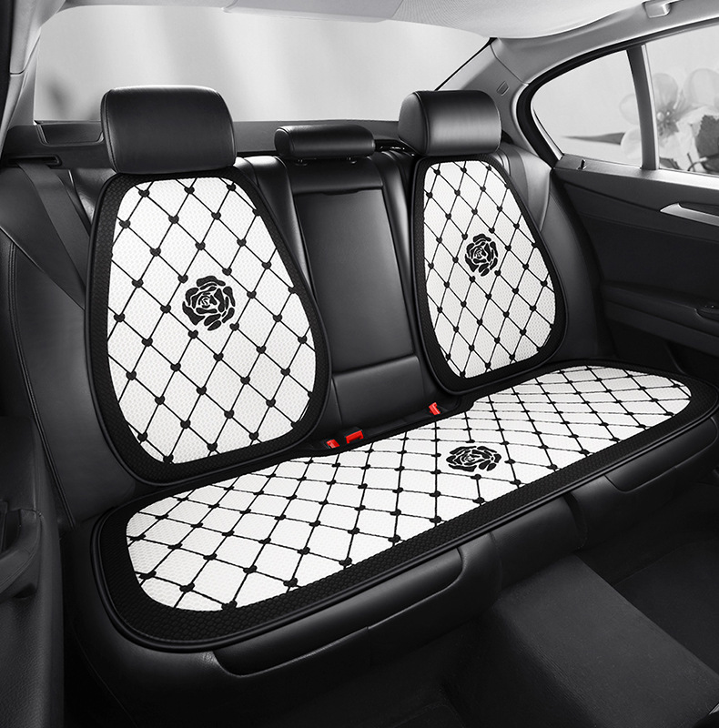 F009 Rose Flower Houndstooth Car Seat Cushion Four Seasons Universal Car Seat Cushion Comfortable Cartoon Cute Car Interior