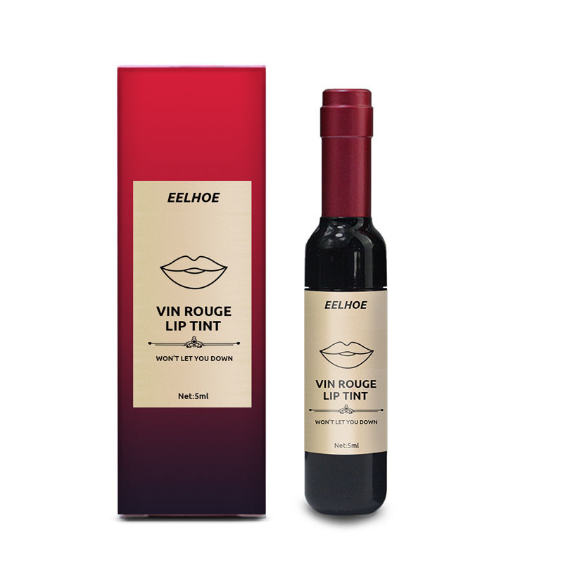 Glasurfärbende flüssige Lippenfarbe, feuchtigkeitsspendend und nicht verblassend, Rotweinflasche, Lippenstift, Make-up, Samtstift_voghion.com