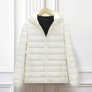 Lightweight Women's Hooded down Jacket Women's White Duck down 2024 New Fashion Versatile Casual Lightweight Large Size Women's down Jacket