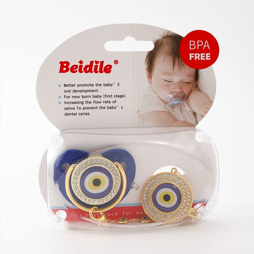 Cross-border pacifier box decorated with diamond pacifier set baby sleep pacifier plus chain