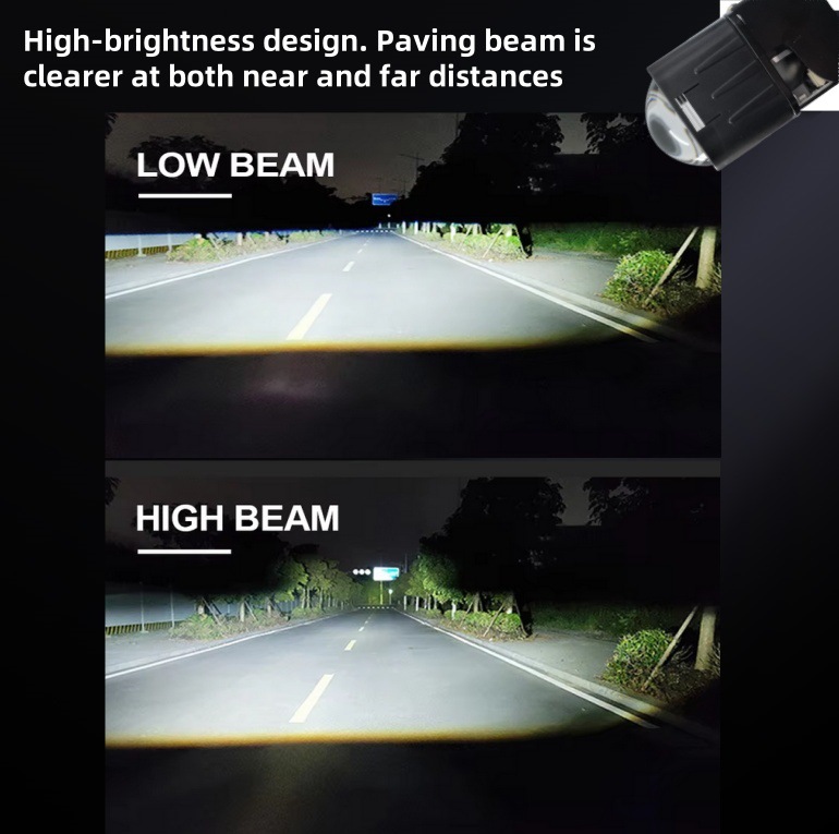 超短LED双光透镜1.5模组近光45W超亮汽车摩托车AE4M85C改装前大灯