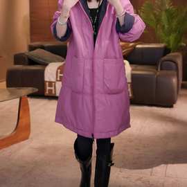 时尚宽松显瘦加厚保暖棉衣女2025秋冬新款气质双面穿连帽棉服外套