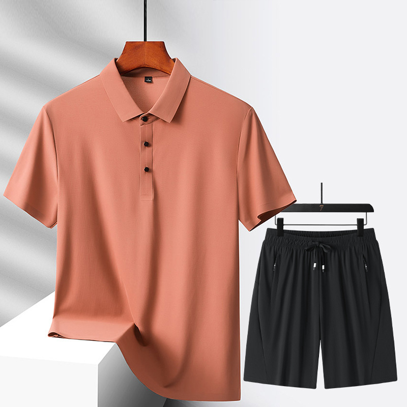 Nuevo traje de ocio deportivo, traje de ocio de hielo multicolor opcional, pantalones cortos de polo, un juego de color sólido para hombres y mujeres