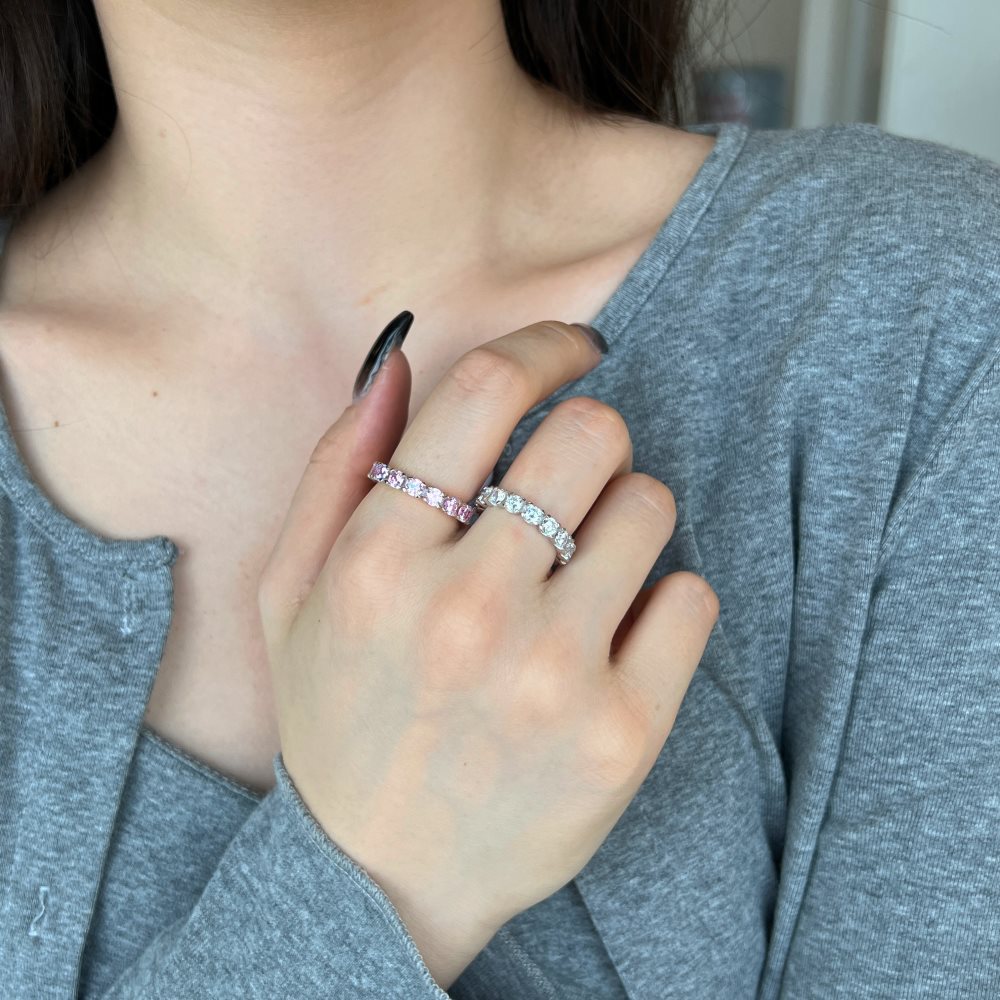 Fashion Square Heart Shape Silver Plating Inlay Zircon Rings 1 Piece