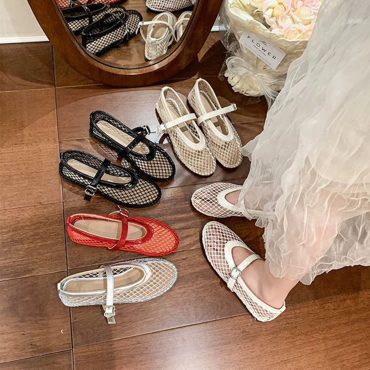 Внешняя торговля, большие размеры, сандалии на плоской подошве с вырезами для женщин, 20225, Xia Xin, ажурные туфли Мэри Джейн, хит продаж, трансграничный экспорт TEMU