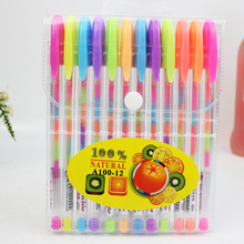 粉彩笔 日韩国款文具 6色清新荧光笔变色笔 粉彩笔 中性笔批发100